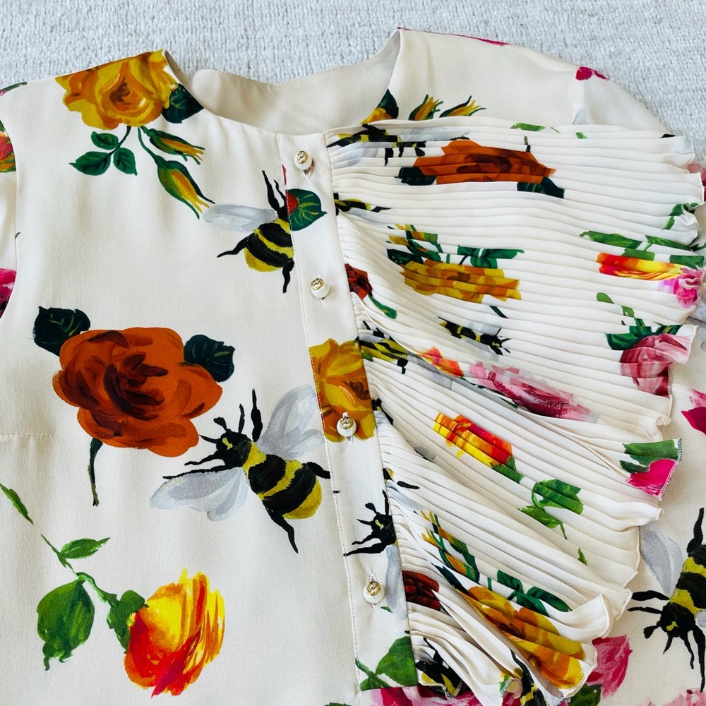 Gucci Roses and Bees Silk Shift Dress - Picture 14 of 15
